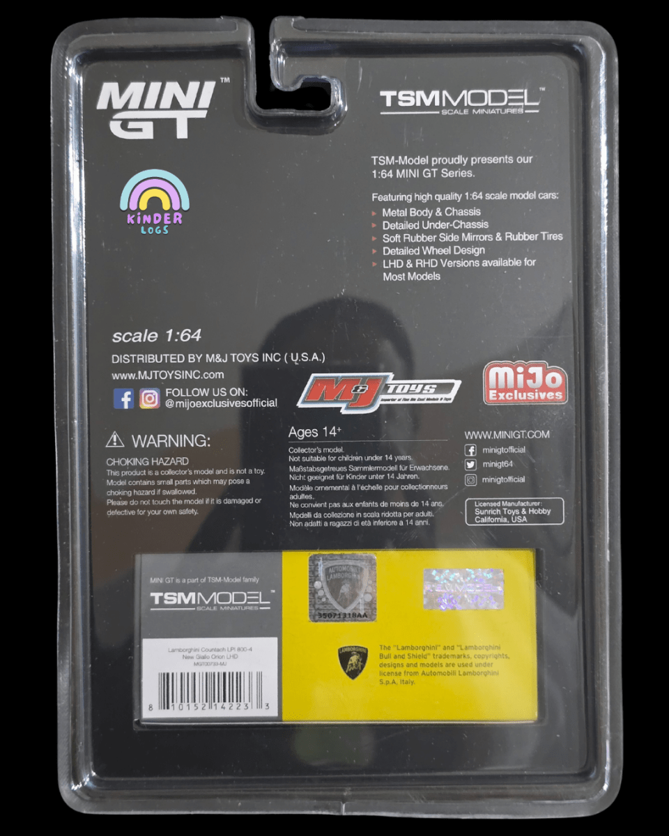 Mini GT Lamborghini Countach LPI 800 - 4 - New Giallio Orion - Mijo Exclusives - Kinder Logs