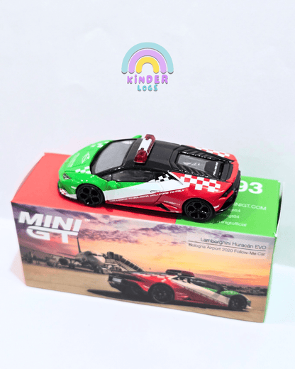 Mini GT Lamborghini Huracan EVO - Bologna Airport (Open Box) - Kinder Logs