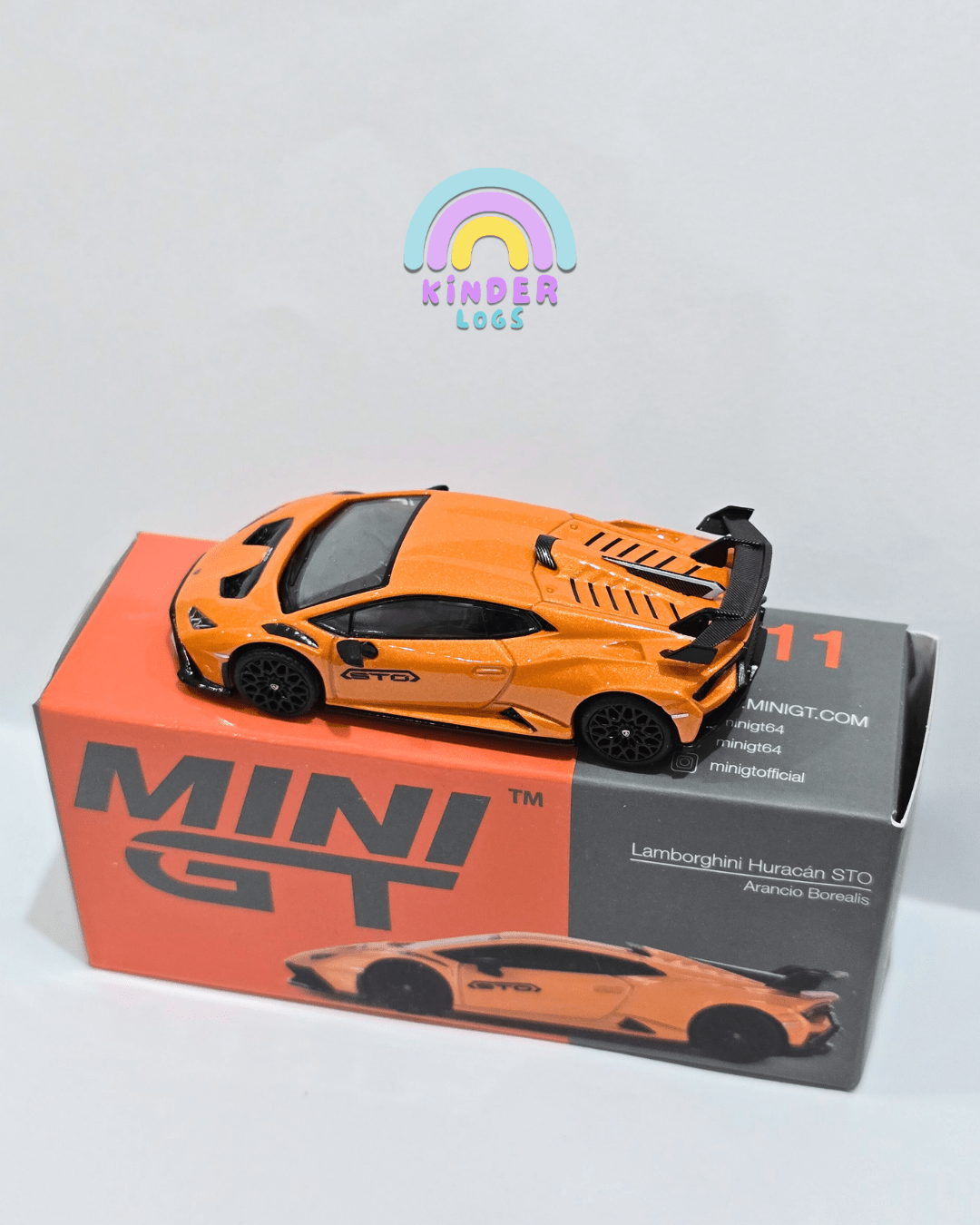 Mini GT Lamborghini Huracan STO - Arancio Borealis (Open Box) - Kinder Logs