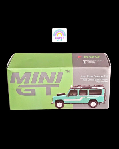 Mini GT Land Rover Defender 110 1985 County Station Wagon Trident Green (590) - Kinder Logs