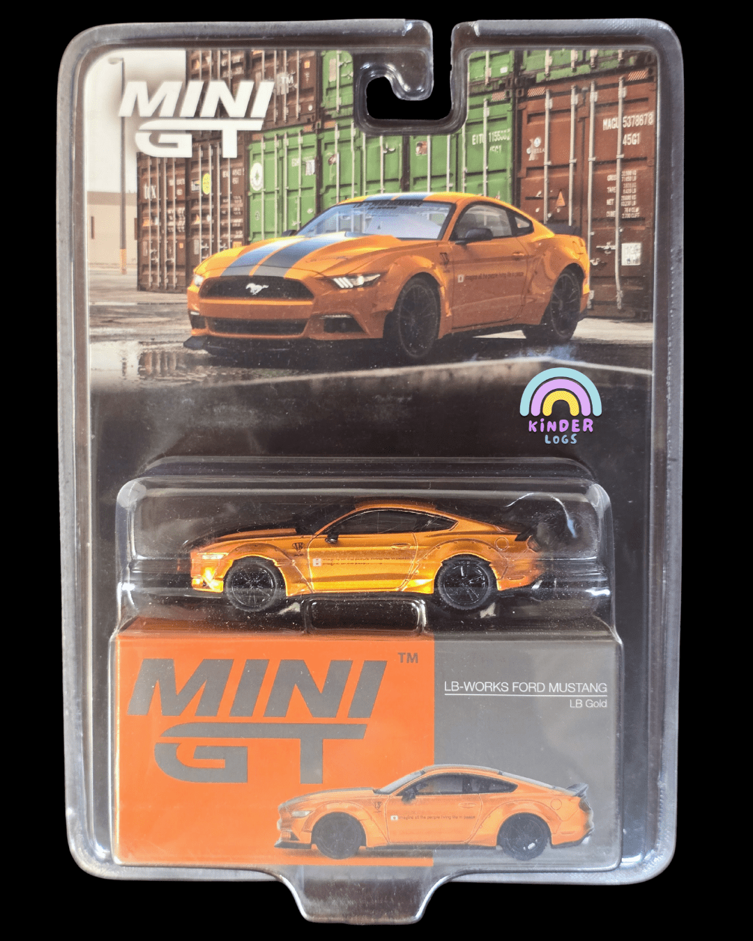 Mini GT LB - Works Ford Mustang - LB Gold (Blister Pack) - Kinder Logs