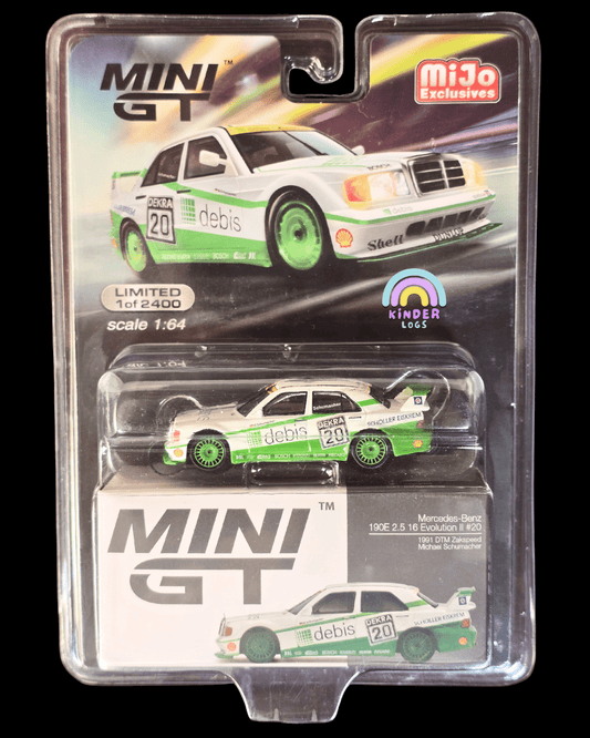 Mini GT Mercedes - Benz 190E 2.5 16 Evolution II 20 - Michael Schumacher (Blister Pack) - Kinder Logs