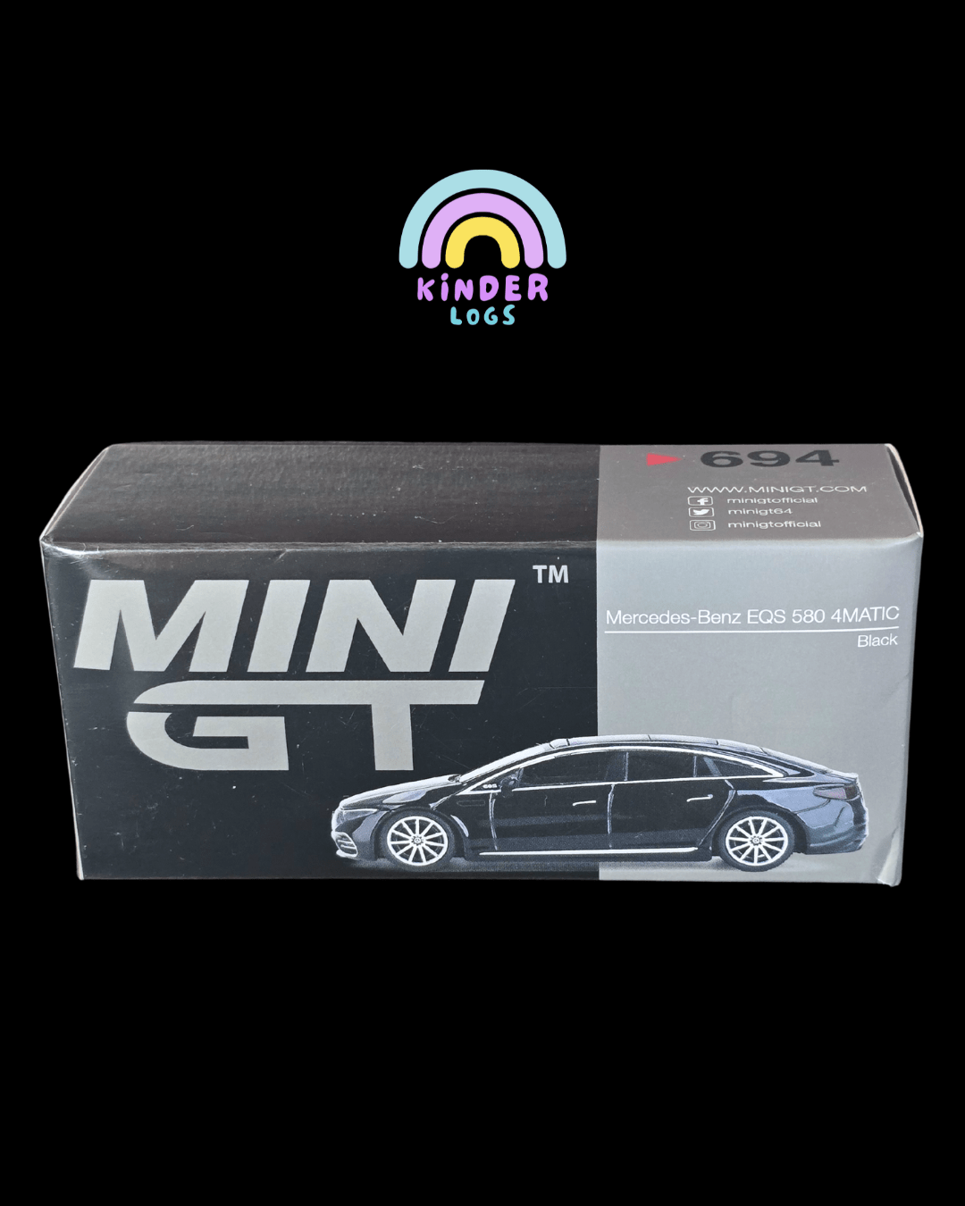 Mini GT Mercedes - Benz EQS 580 4MATIC - Black (Open Box) - Kinder Logs