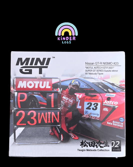 Mini GT Nissan GT - R NISMO 23 - Motul Autech GT - R 2021 (Winner With Figure) - Kinder Logs