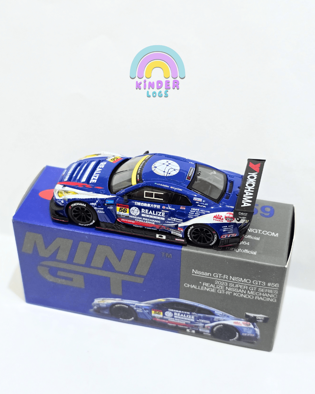 Mini GT Nissan GT - R NISMO GT3 56 - 2023 Super GT Series - Kondo Racing - Kinder Logs
