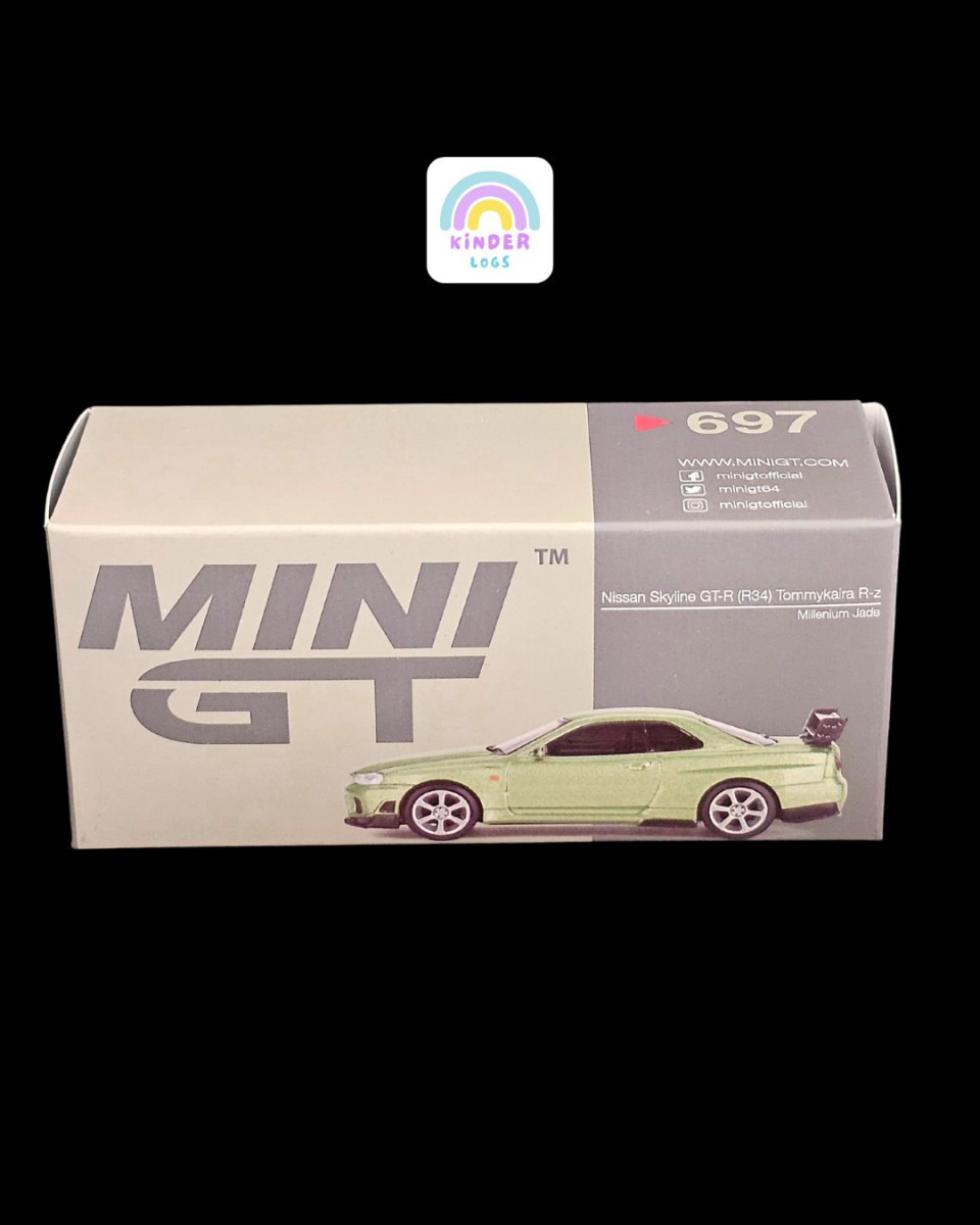 Mini GT Nissan Skyline GT - R (R34) Tommy Kaira RZ Millennium Jade - Kinder Logs