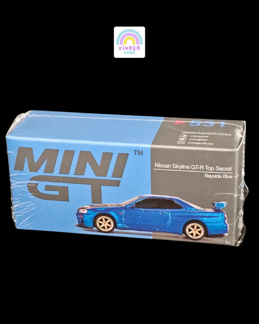 Mini GT Nissan Skyline GT - R Top Secret (Bayside Blue) - Kinder Logs