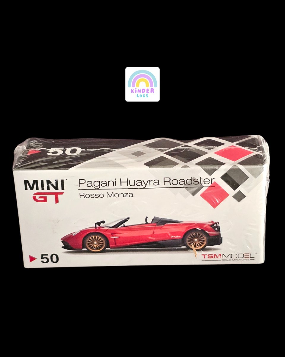 Mini GT Pagani Huayra Roadster Rosso Monza (50) - Kinder Logs