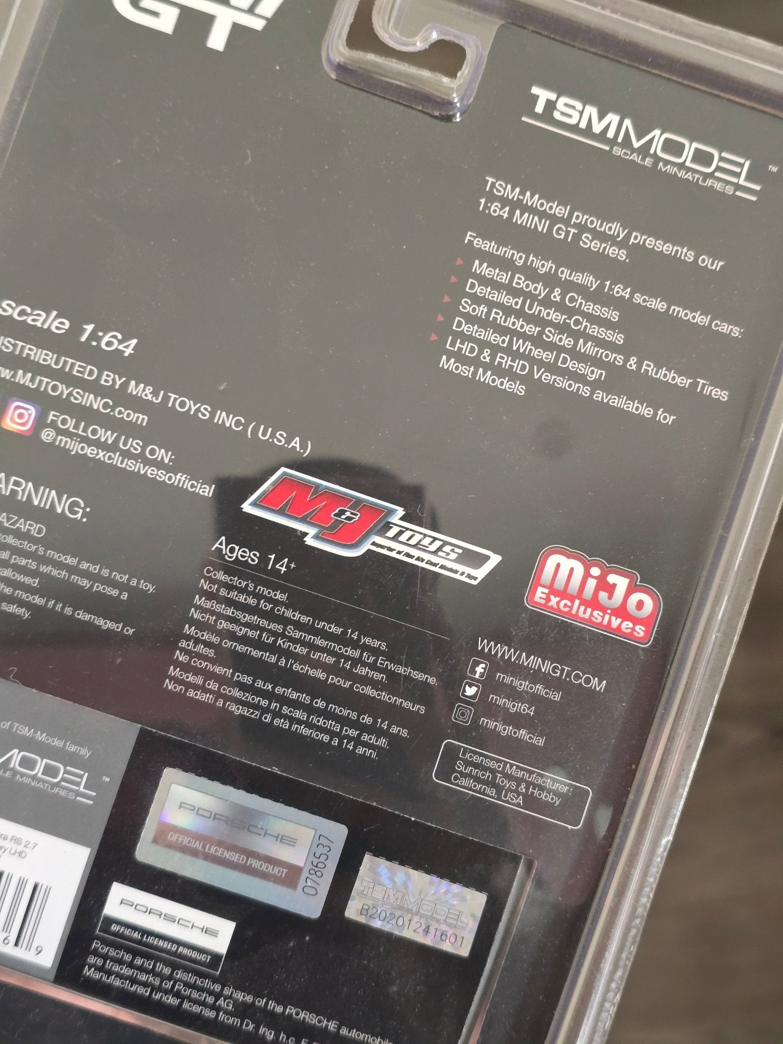 Mini GT Porsche 911 Carrera RS 2.7 - Black - Mijo Exclusives - Kinder Logs