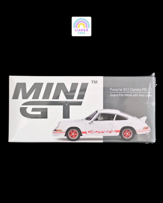 Mini GT Porsche 911 Carrera RS 2.7 Grand Prix White - Kinder Logs