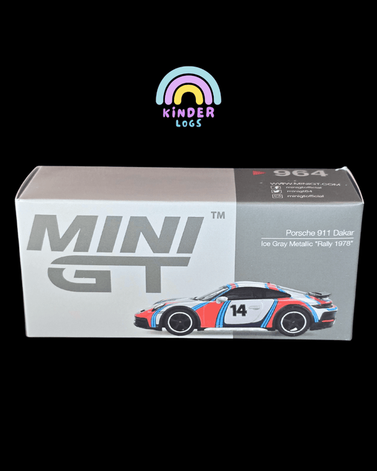 Mini GT Porsche 911 Dakar - Ice Gray Metallic "Rally 1978" (Open Box) - Kinder Logs