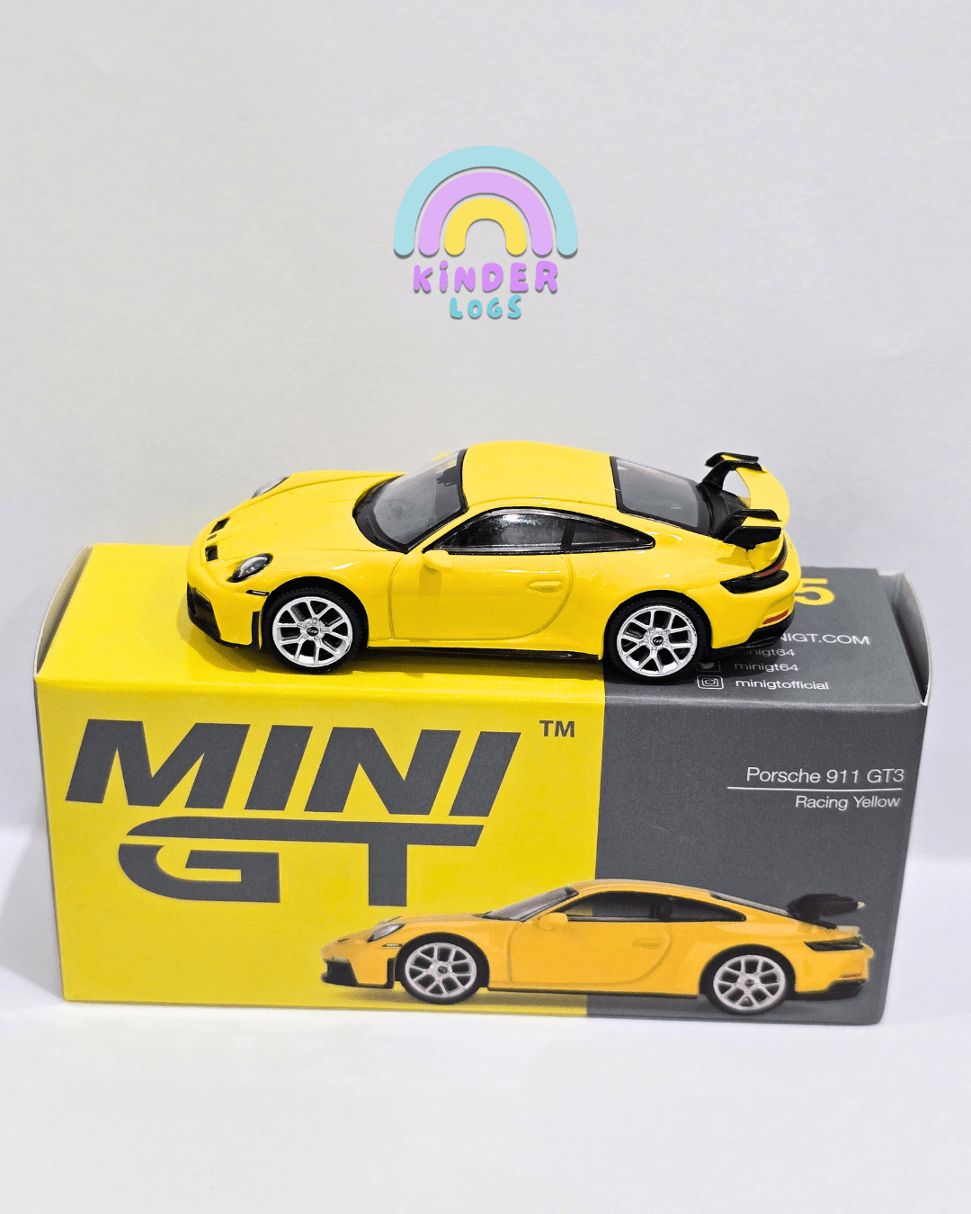 Mini GT Porsche 911 GT3 - Racing Yellow (Open Box) - Kinder Logs