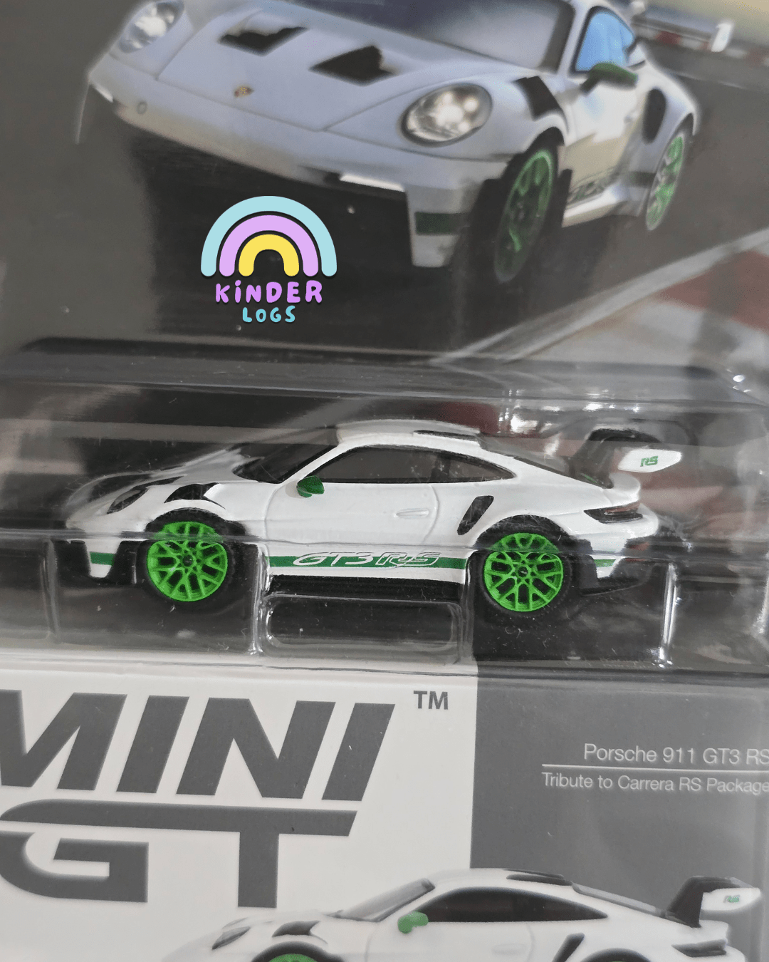 Mini GT Porsche 911 GT3 RS - Tribute To Carrera RS Package (Blister Pack) - Kinder Logs