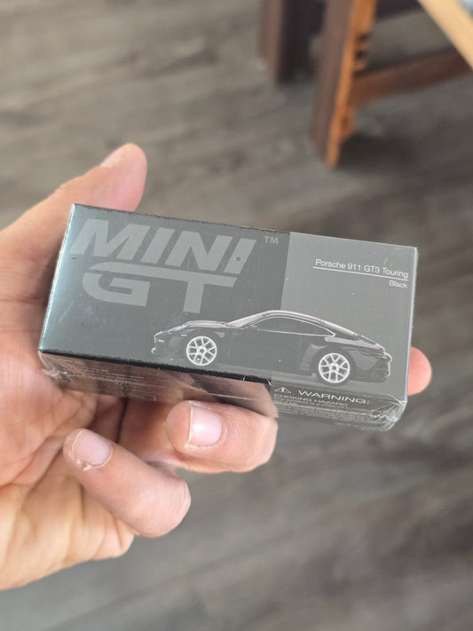 Mini GT Porsche 911 GT3 Touring (Black) - Sealed Box - Kinder Logs