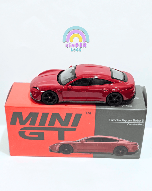 Mini GT Porsche Taycan Turbo S (Carmine Red) - Open Box - Kinder Logs