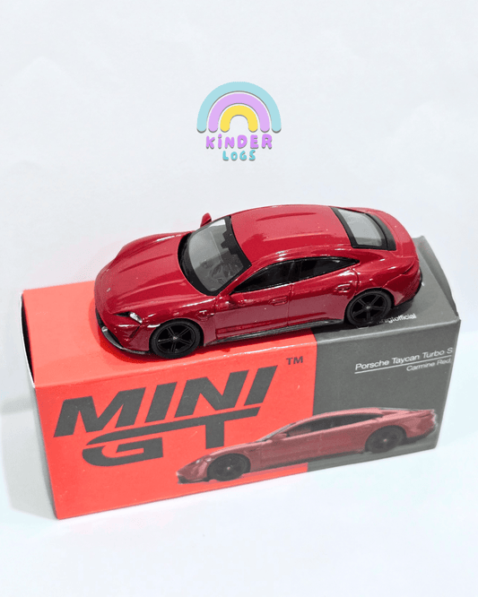 Mini GT Porsche Taycan Turbo S (Carmine Red) - Open Box - Kinder Logs