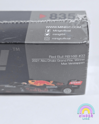 Mini GT Red Bull RB16B 33 - 2021 Abu Dhabi Grand Prix Winner (Max Verstappen) - Kinder Logs