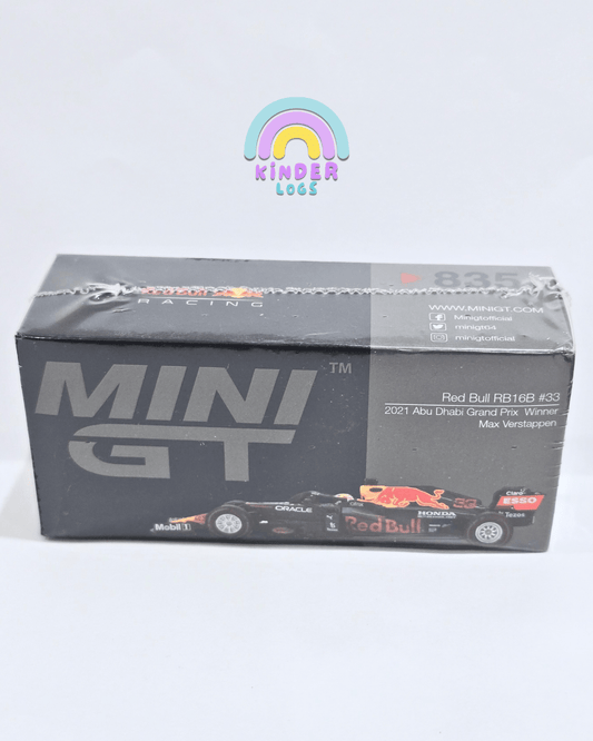 Mini GT Red Bull RB16B 33 - 2021 Abu Dhabi Grand Prix Winner (Max Verstappen) - Kinder Logs