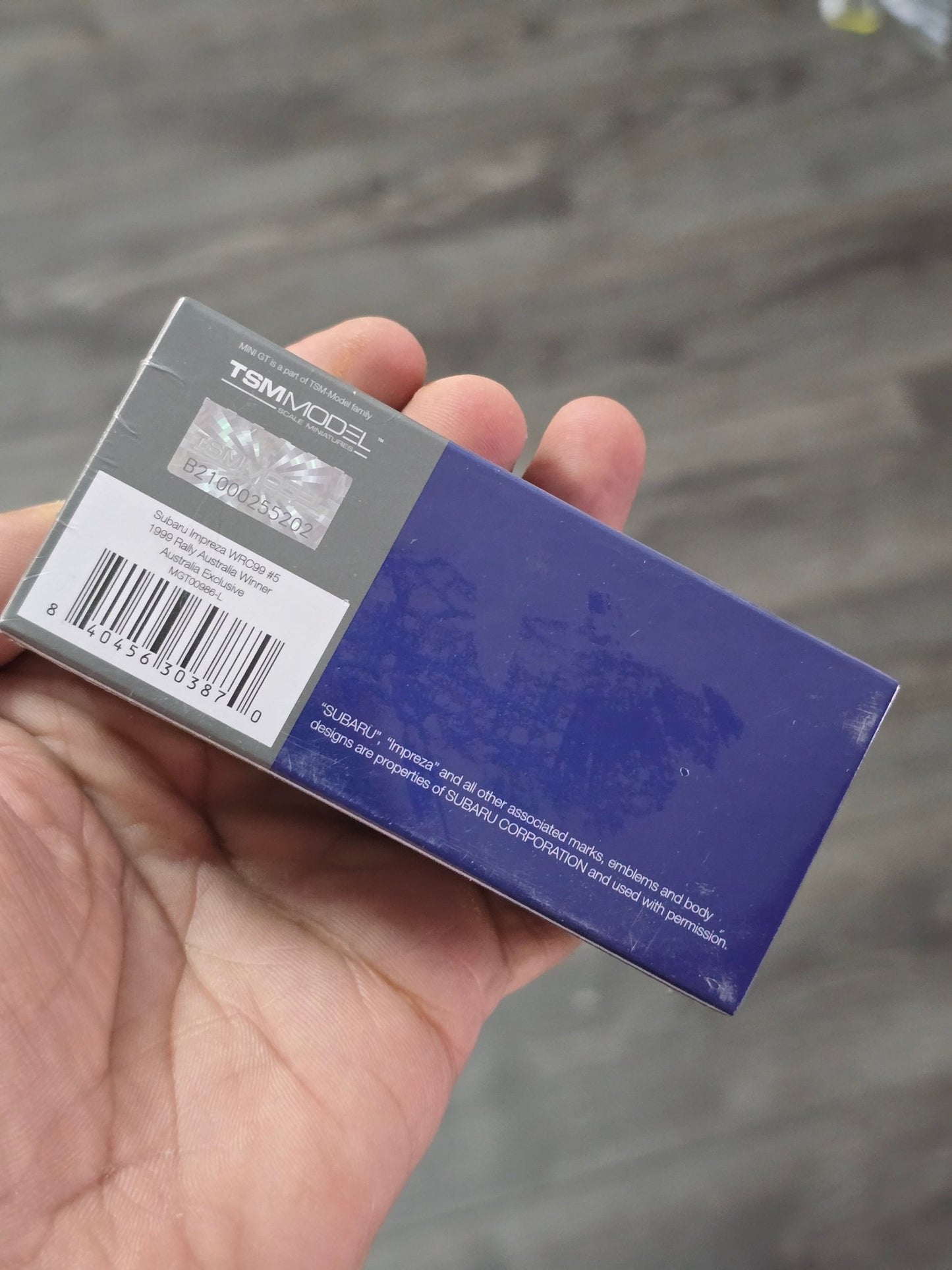 Mini GT Subaru Impreza WRC99 5 - 1999 Rally Australia Winner (Sealed Box) - Kinder Logs