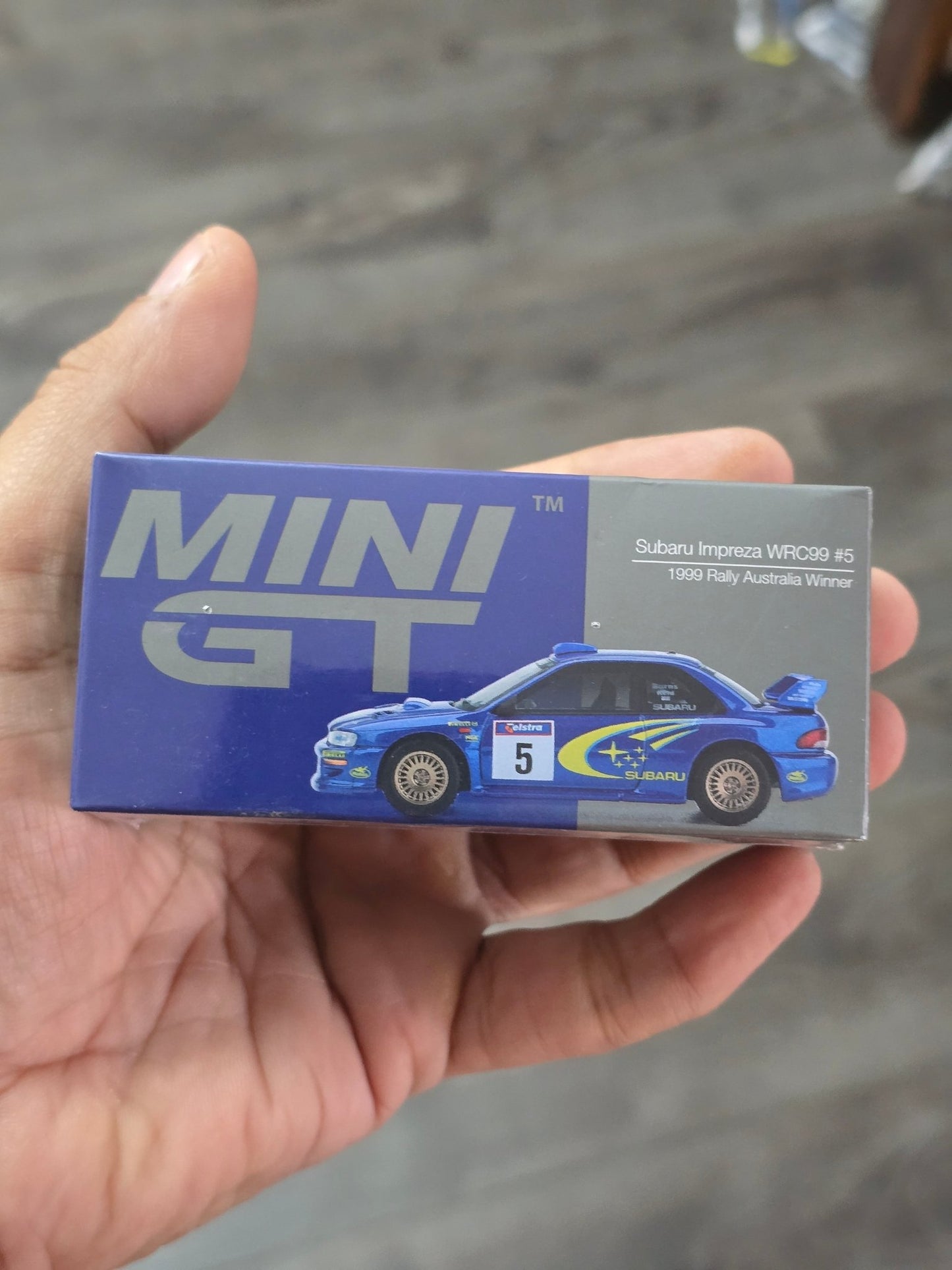 Mini GT Subaru Impreza WRC99 5 - 1999 Rally Australia Winner (Sealed Box) - Kinder Logs