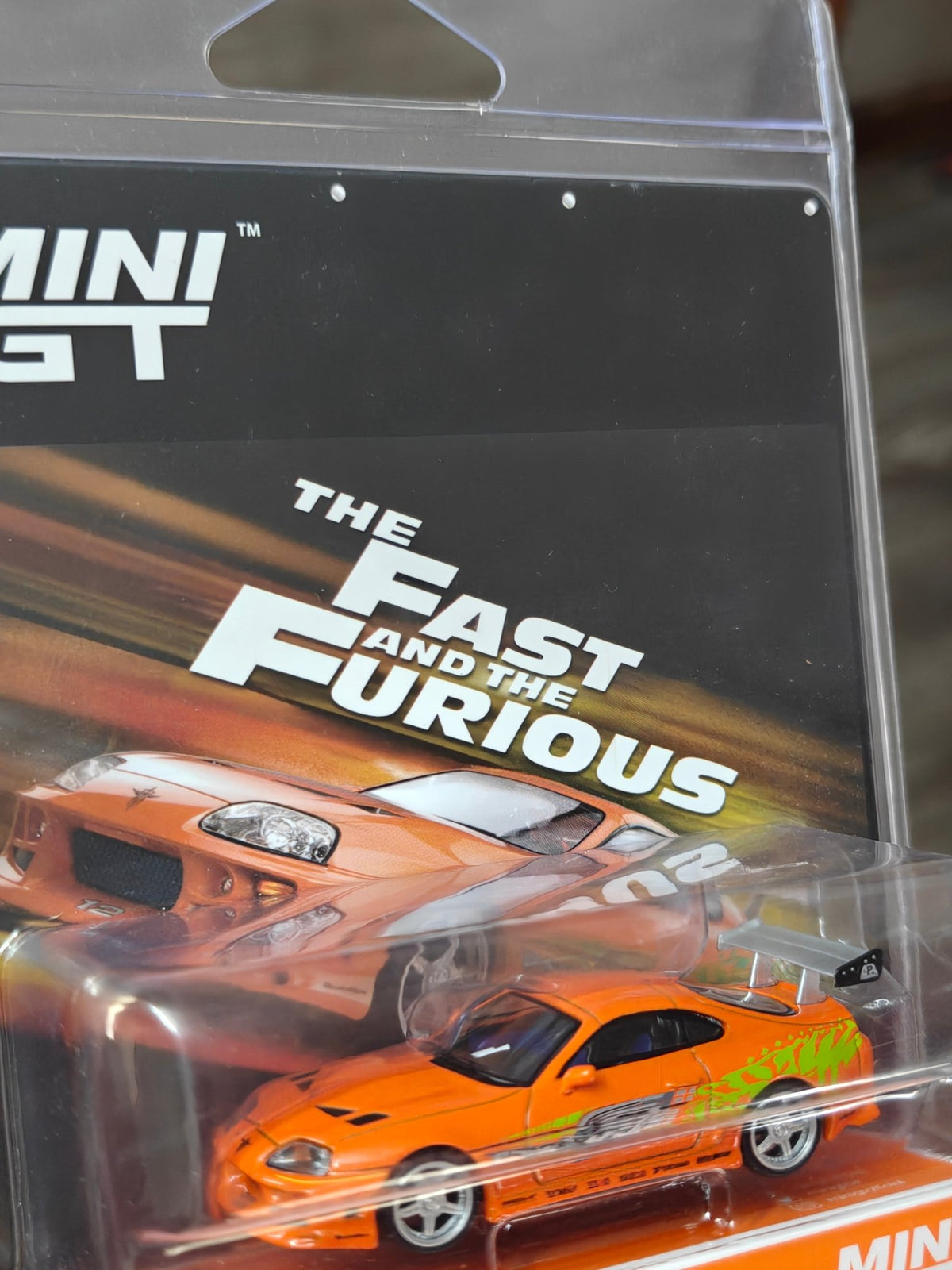 Mini GT Toyota Supra BOMEX - Brian O'Conner - Fast & Furious (Blister Pack) - Kinder Logs