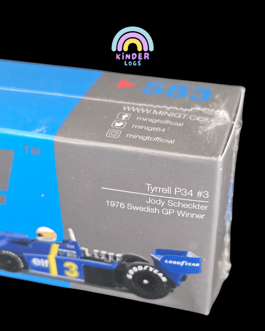 Mini GT Tyrrell P34 #3 Jody Scheckter - 1976 Swedish GP Winner (Sealed Box) - Kinder Logs