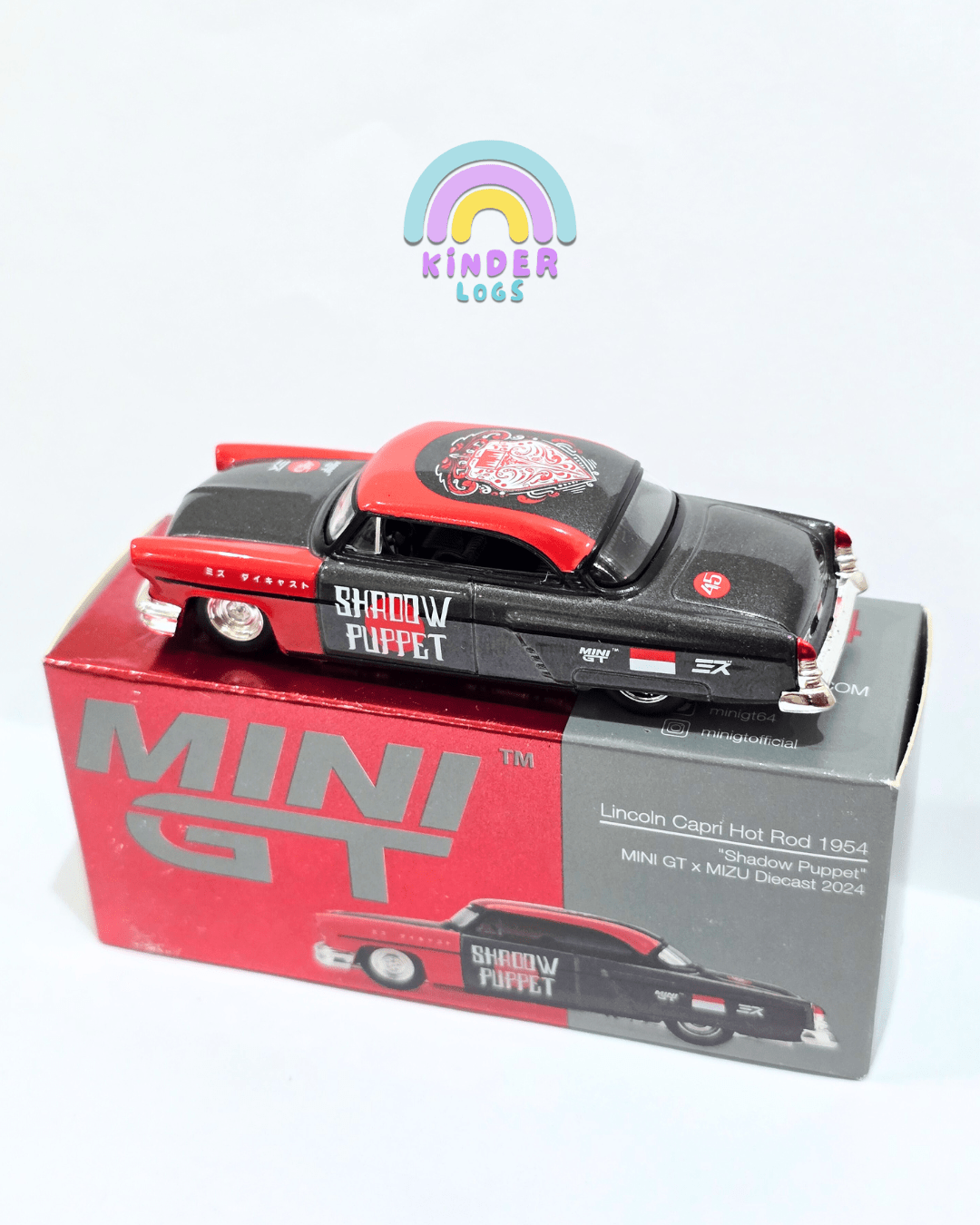 Mini GT x MIZU 1954 Lincoln Capri Hot Rod "Shadow Puppet" - Open Box - Kinder Logs
