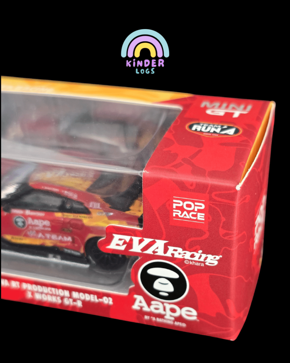 Mini GT X Pop Race 128 EVA RT Production Model - 02 X Works GT - R Aape - Kinder Logs