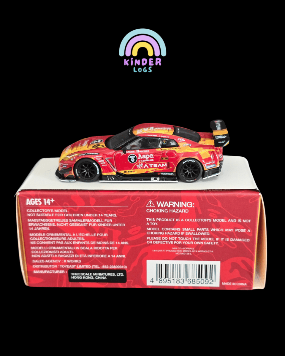 Mini GT X Pop Race 128 EVA RT Production Model - 02 X Works GT - R Aape - Kinder Logs
