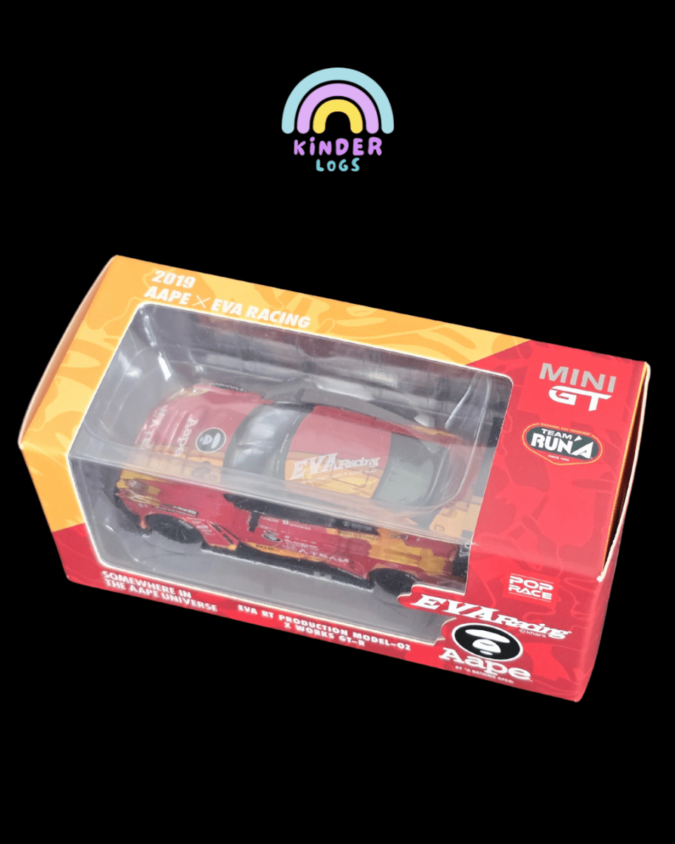Mini GT X Pop Race 128 EVA RT Production Model - 02 X Works GT - R Aape - Kinder Logs