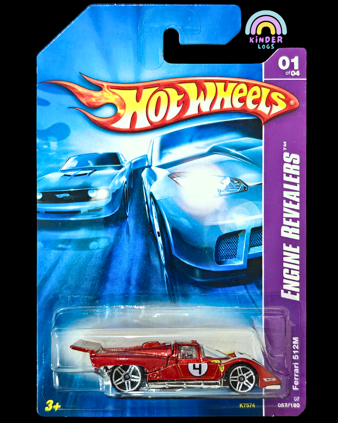 Moving Parts Hot Wheels Ferrari 512M (Red) - Kinder Logs