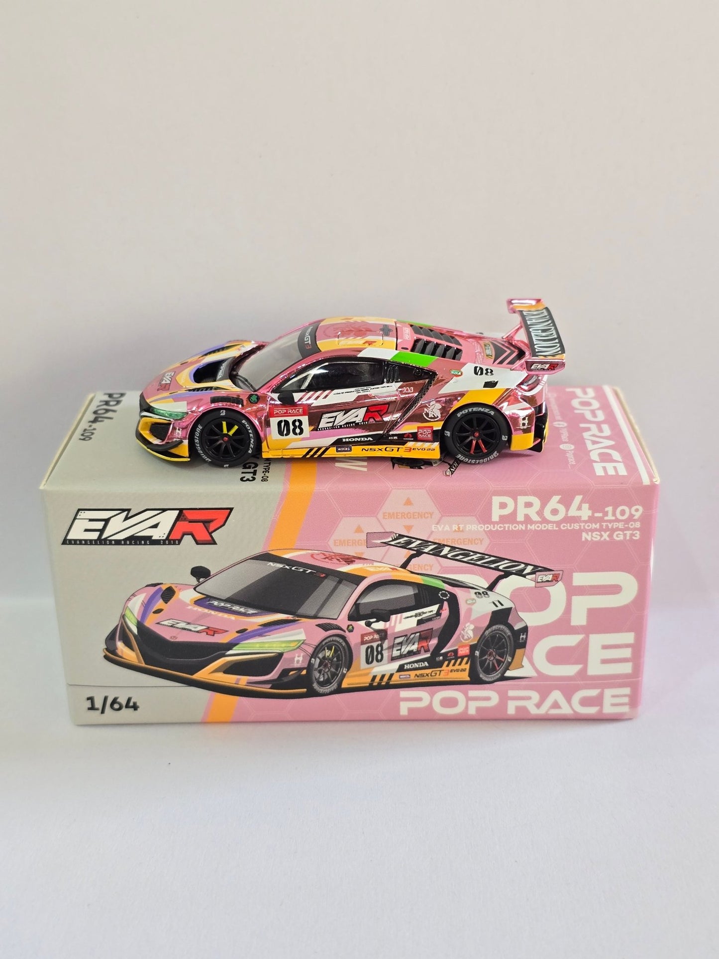 Pop Race Acura NSX GT3 EVA RT Custom Type 08 - Pink (Open Box) - Kinder Logs