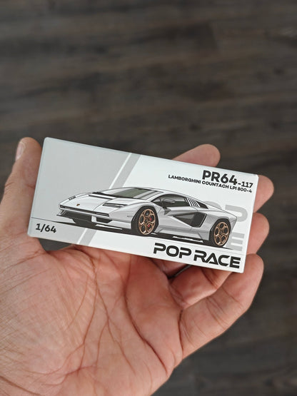 Pop Race Lamborghini Countach LPI 800 - 4 - White (Open Box) - Kinder Logs