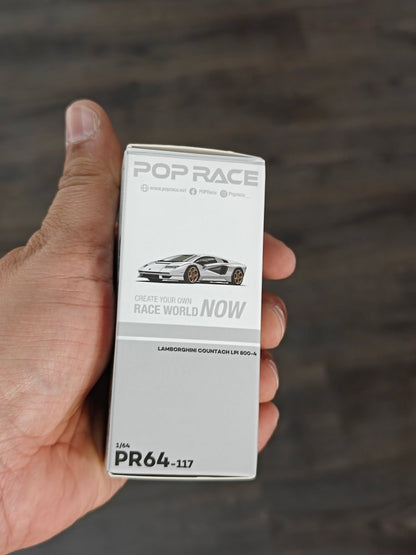 Pop Race Lamborghini Countach LPI 800 - 4 - White (Open Box) - Kinder Logs