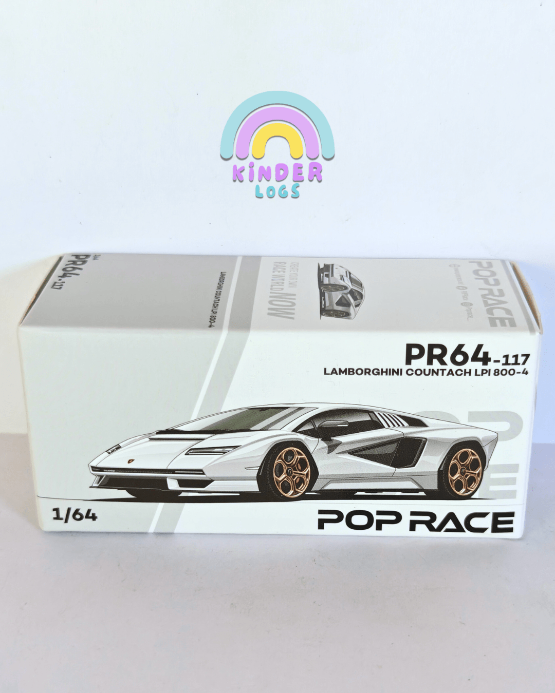 Pop Race Lamborghini Countach LPI 800 - 4 - White (Open Box) - Kinder Logs
