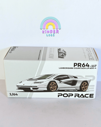 Pop Race Lamborghini Countach LPI 800 - 4 - White (Open Box) - Kinder Logs