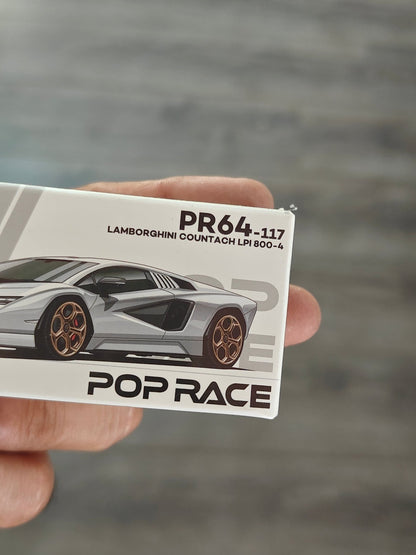 Pop Race Lamborghini Countach LPI 800-4 - White (Sealed Box) - Kinder Logs
