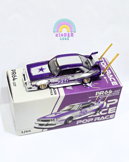 Pop Race Nissan Skyline C210 Kaido Racer Bosozoku Style - Purple (Mirrors Missing) - Kinder Logs