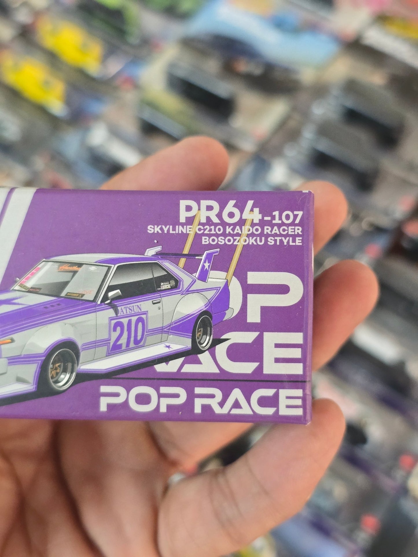 Pop Race Nissan Skyline C210 Kaido Racer Bosozoku Style - Purple (Mirrors Missing) - Kinder Logs