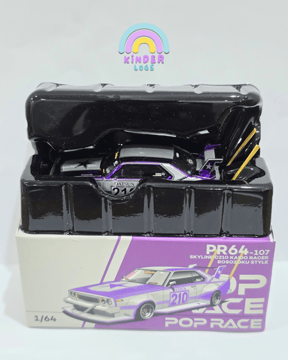 Pop Race Nissan Skyline C210 Kaido Racer Bosozoku Style - Purple (Mirrors Missing) - Kinder Logs