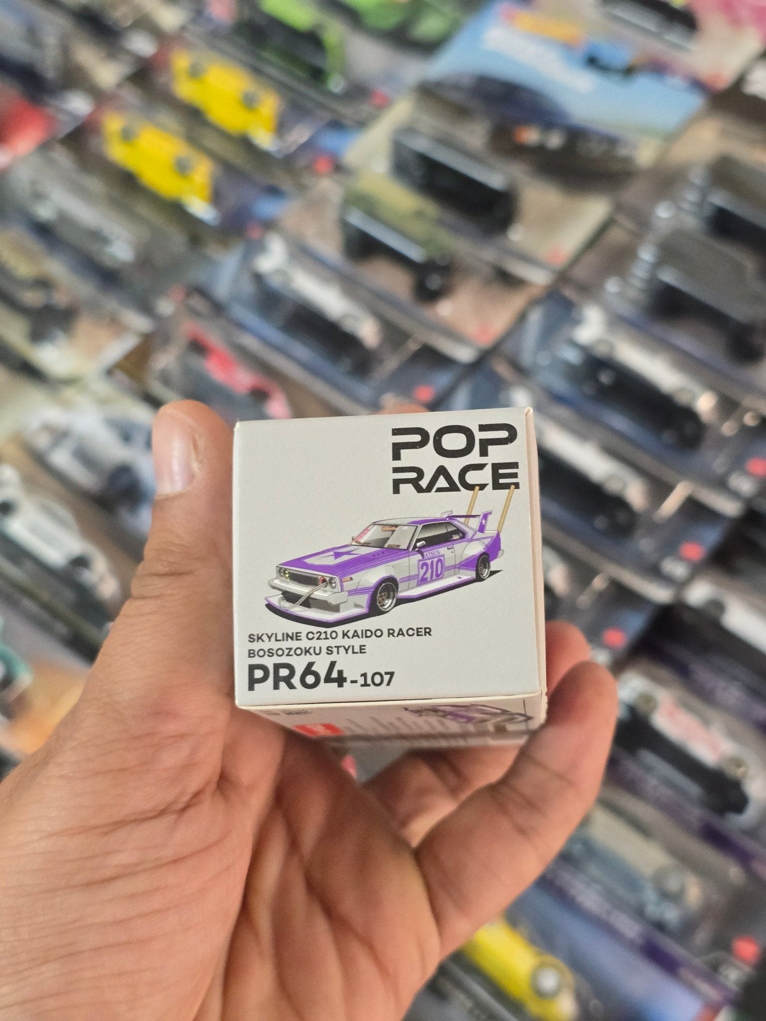 Pop Race Nissan Skyline C210 Kaido Racer Bosozoku Style - Purple (Mirrors Missing) - Kinder Logs