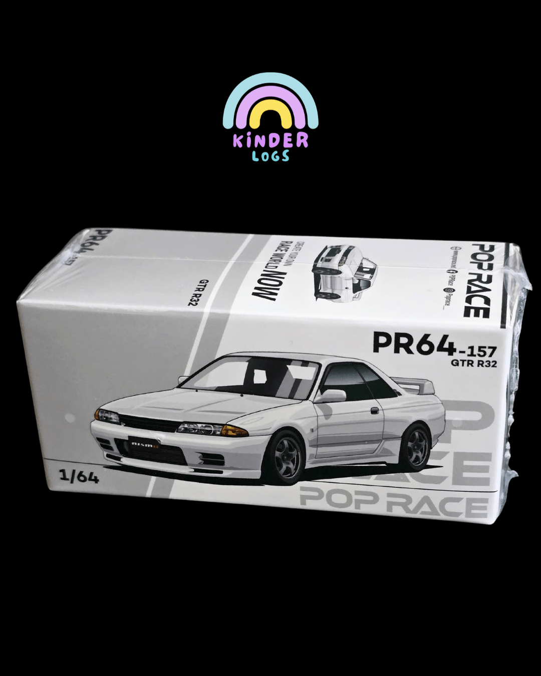 Pop Race Nissan Skyline GT - R R32 - Crystal White (PR64 - 157) - Kinder Logs