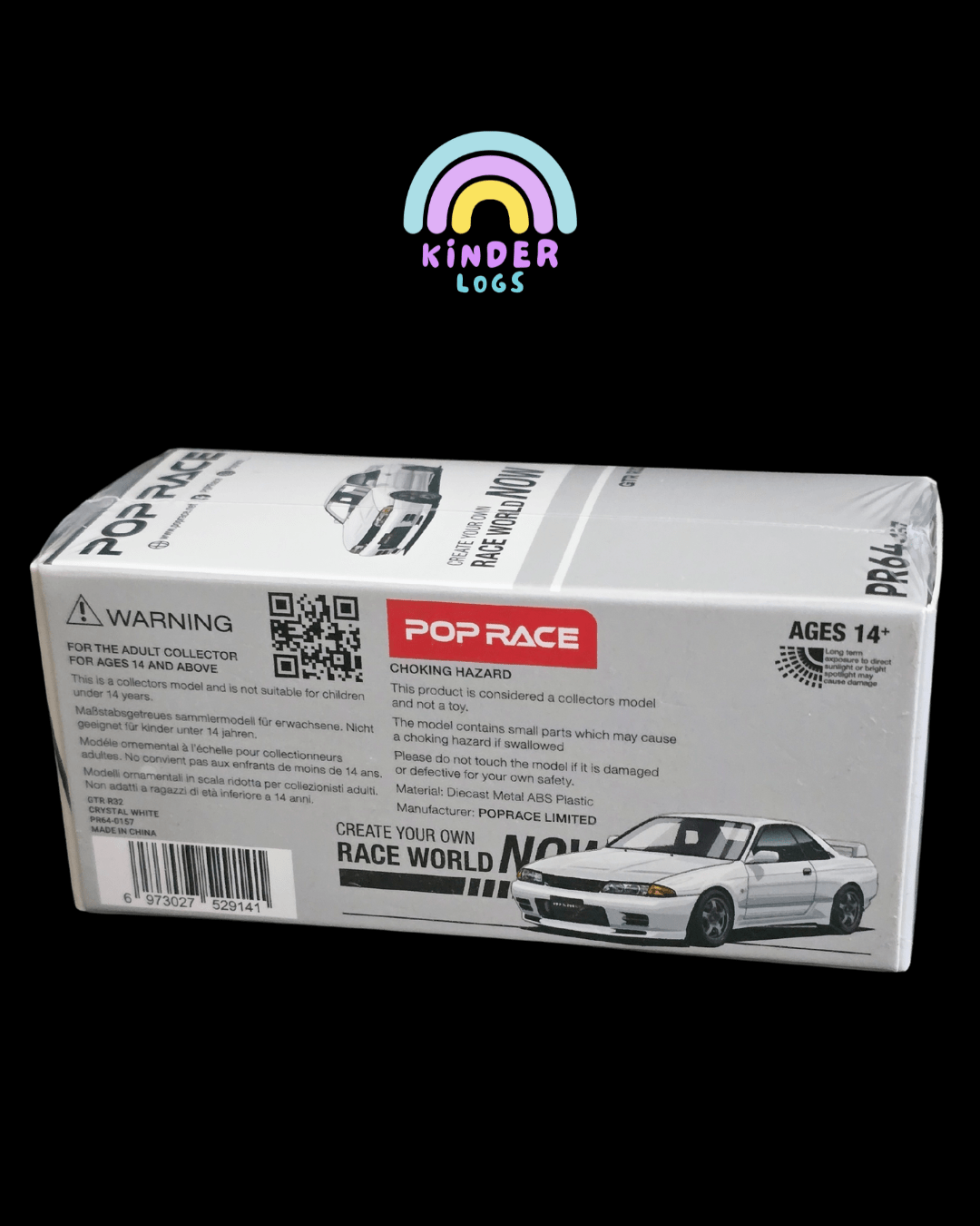 Pop Race Nissan Skyline GT - R R32 - Crystal White (PR64 - 157) - Kinder Logs