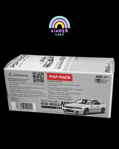 Pop Race Nissan Skyline GT - R R32 - Crystal White (PR64 - 157) - Kinder Logs