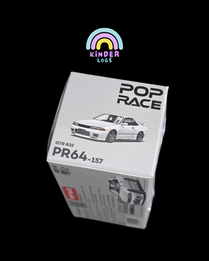 Pop Race Nissan Skyline GT - R R32 - Crystal White (PR64 - 157) - Kinder Logs