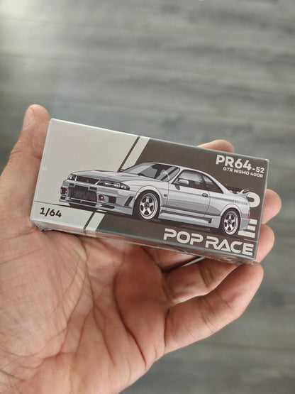 Pop Race Nissan Skyline GT-R R33 Nismo 400R (Grey) - Sealed Box - Kinder Logs