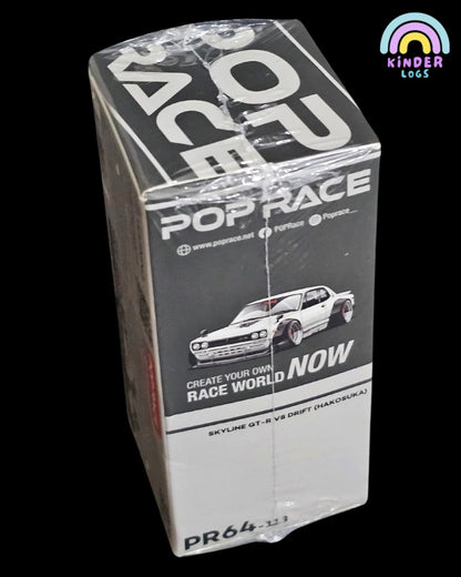 Pop Race Nissan Skyline GT - R V8 Drift Hakosuka PR64 - 113 (White) - Kinder Logs