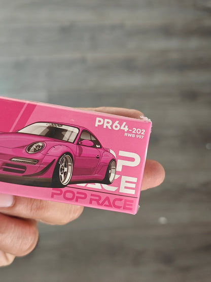 Pop Race Porsche 997 RWB PR64-202 - Pink (Sealed Box) - Kinder Logs