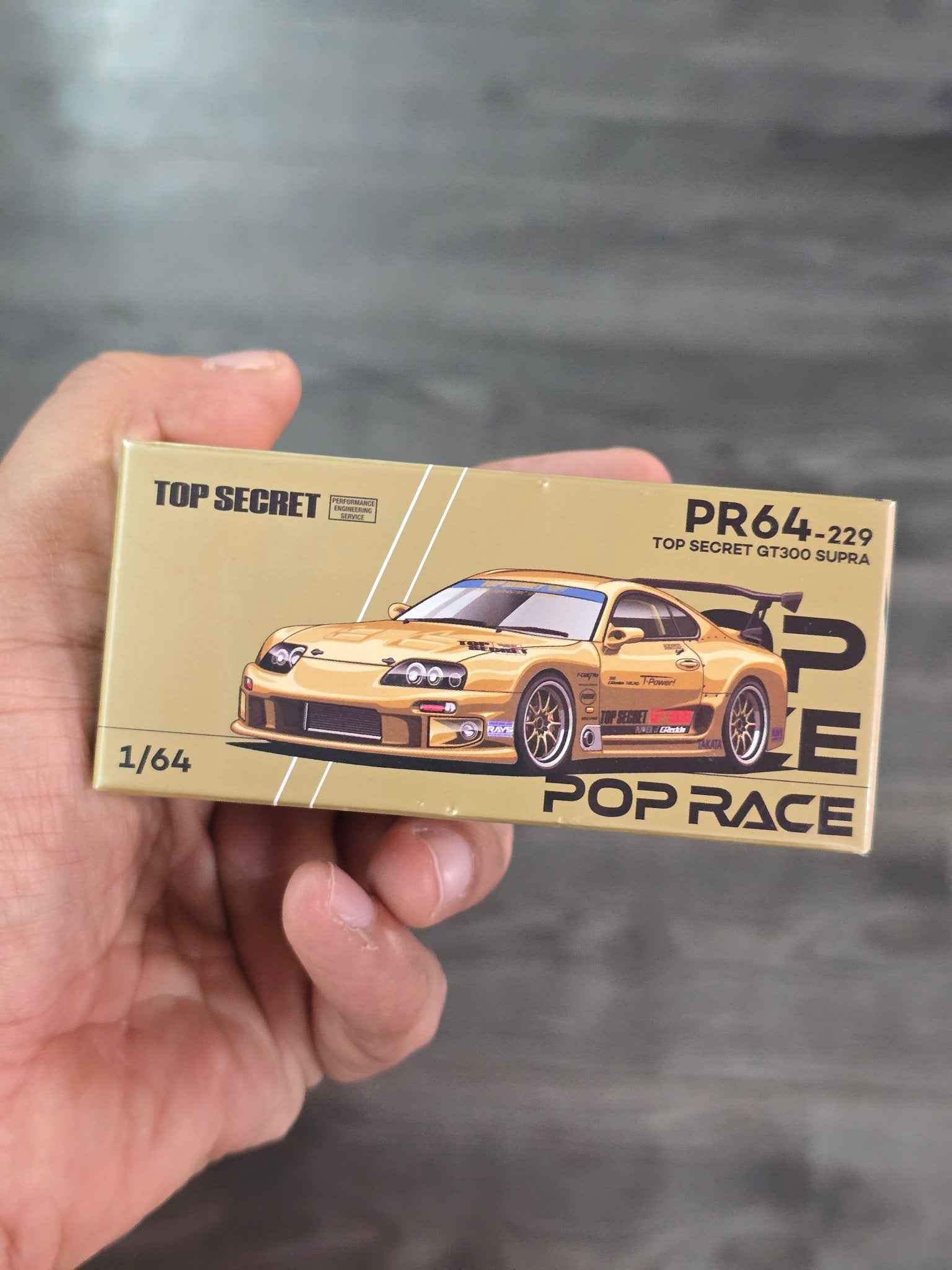 Pop Race Toyota Supra Top Secret GT300 (PR64 - 229) - Metallic Gold - Kinder Logs