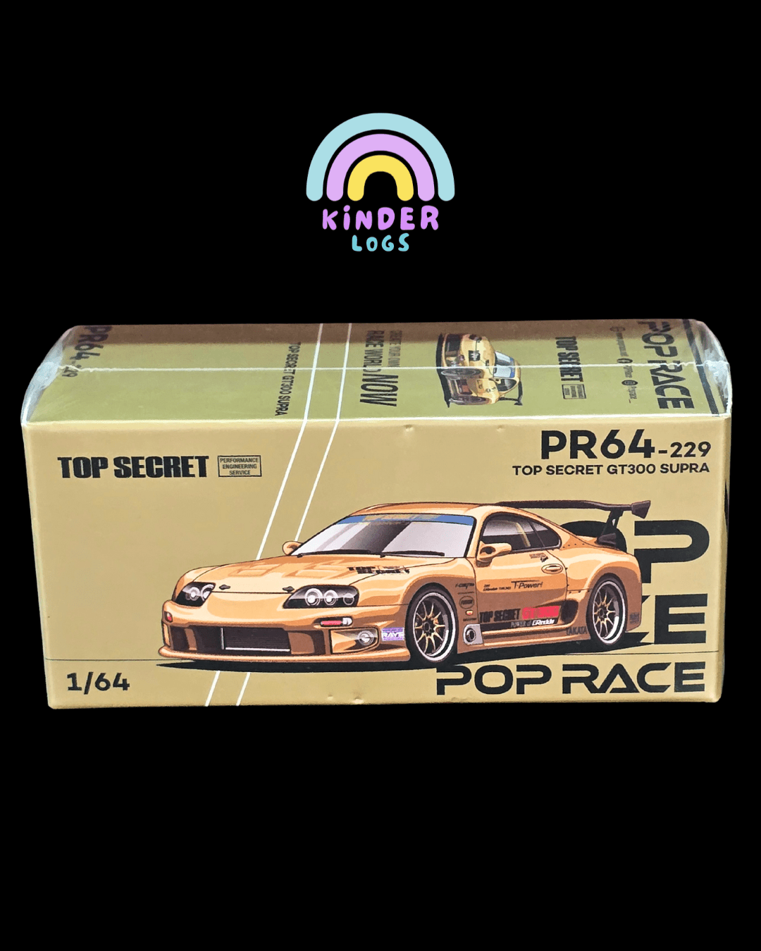 Pop Race Toyota Supra Top Secret GT300 (PR64 - 229) - Metallic Gold - Kinder Logs
